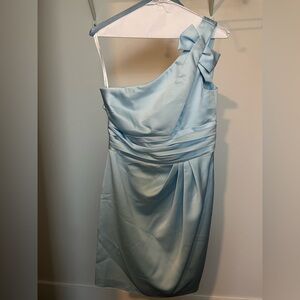 David's Bridal Light Blue One-Shoulder Dress
